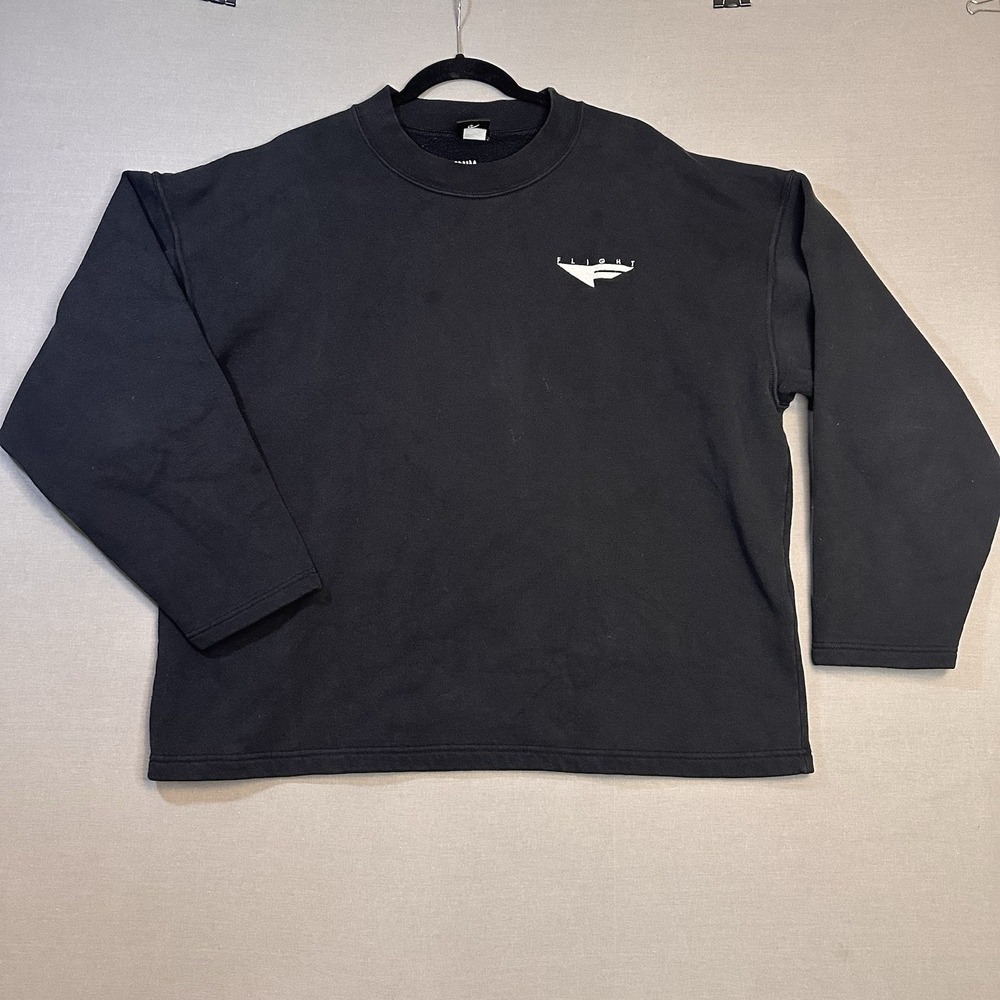 VINTAGE 90s Nike Flight Men's Crewneck Cotton Sweatshirt Logo Black Size L